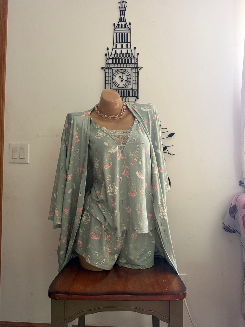 Flora Nikrooz Sage Green Floral 3-Piece Lounge Set Anthropologie